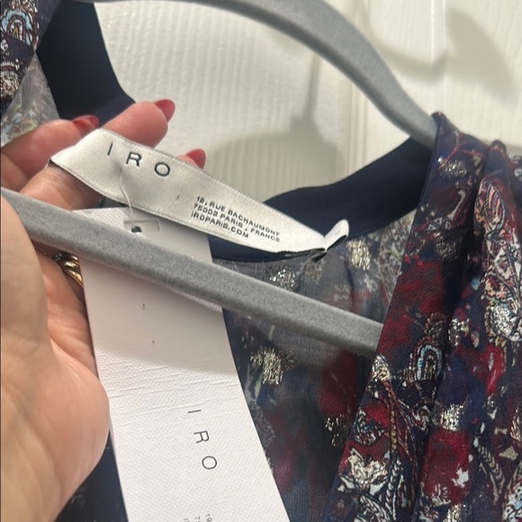 IRO SILK  Metalic Skage Ruffle-Trim Midi Dress Sz M - Picture 5 of 10